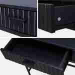 Console 2 tiroirs effet bois rainuré noir, pieds métal noir  Photo4