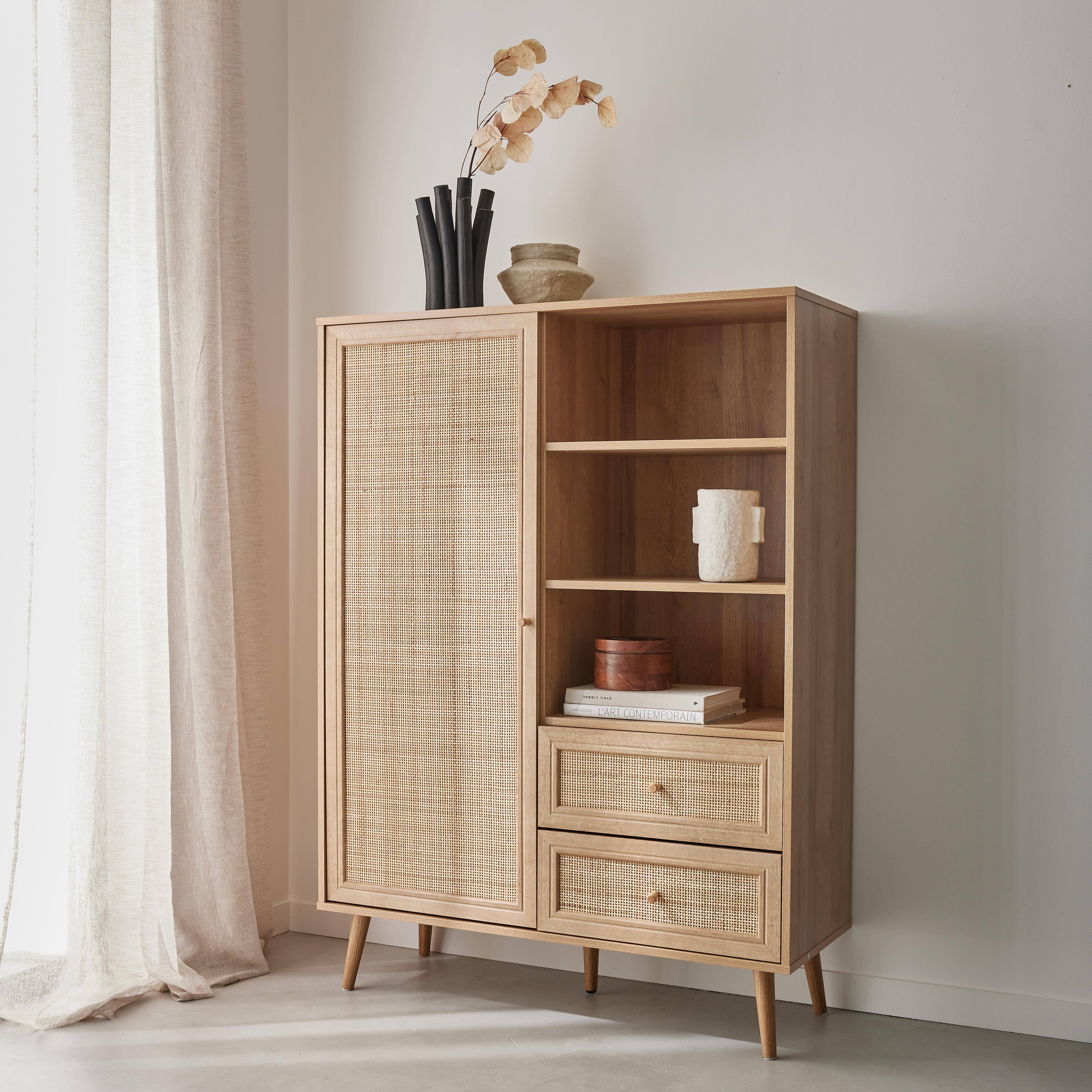 Highboard mit Rattan-Geflecht und Holzdekor, B 101,5 cm l sweeek