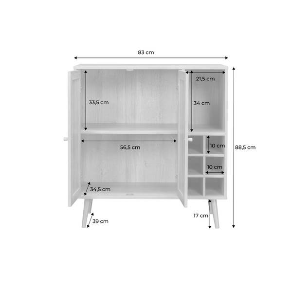 Flaschenschrank mit Rattan-Geflecht und Holzdekor l sweeek
