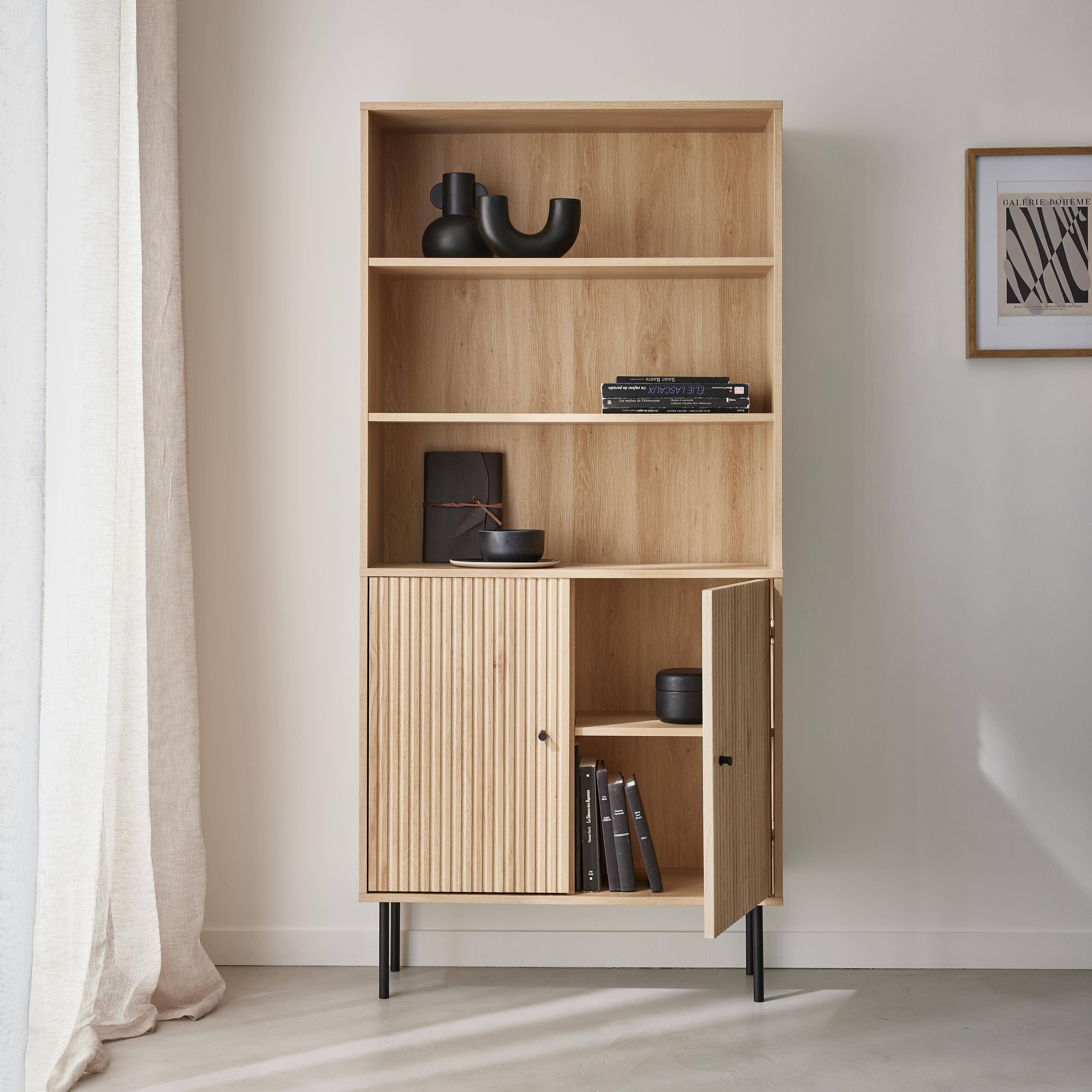 tectake® Libreria, scaffale in legno e metallo, design industriale, 4 ripiani con barre a X