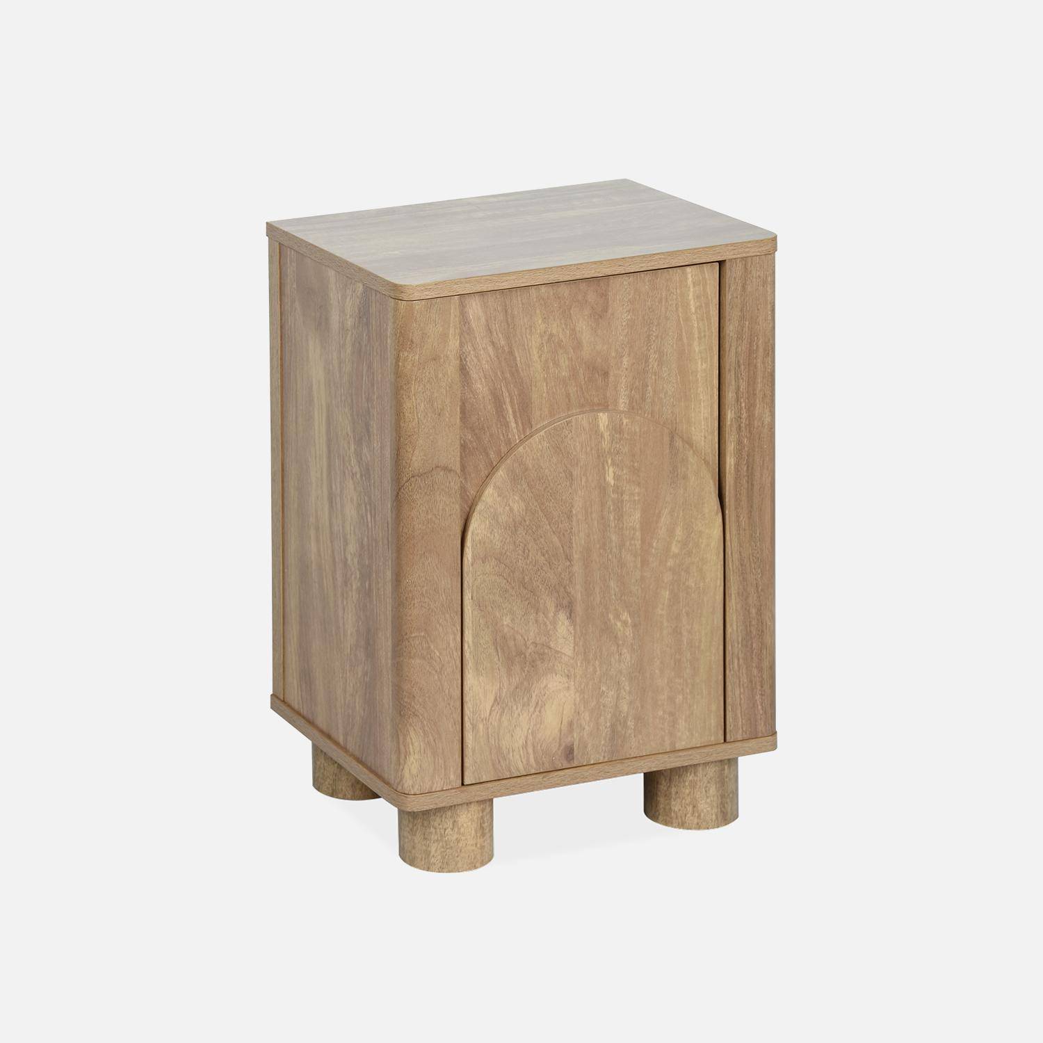 Mesa de cabeceira exótica com 1 porta e 1 prateleira, Delhi, Natural, 40x30x57 cm Photo1