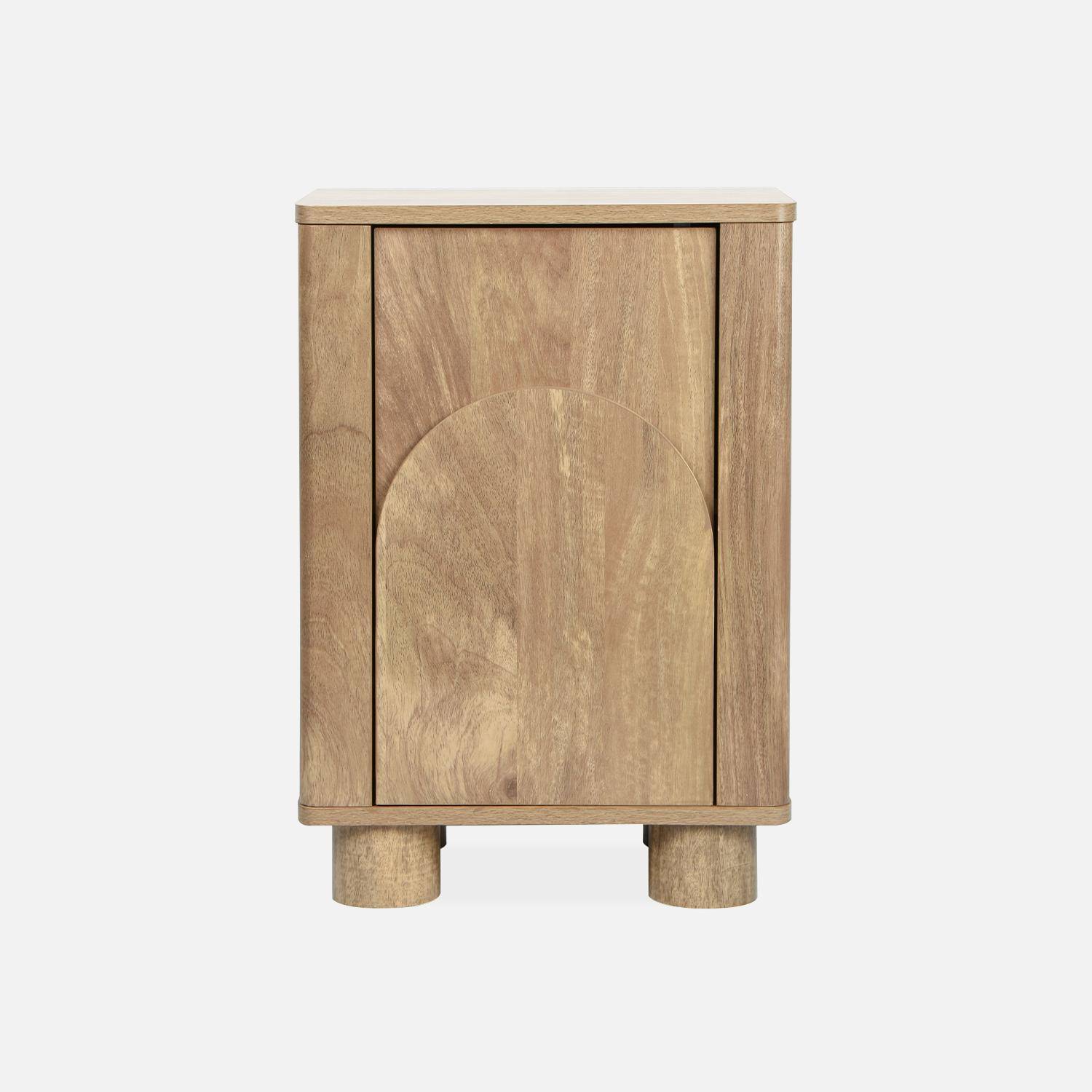 Mesa de cabeceira exótica com 1 porta e 1 prateleira, Delhi, Natural, 40x30x57 cm Photo2