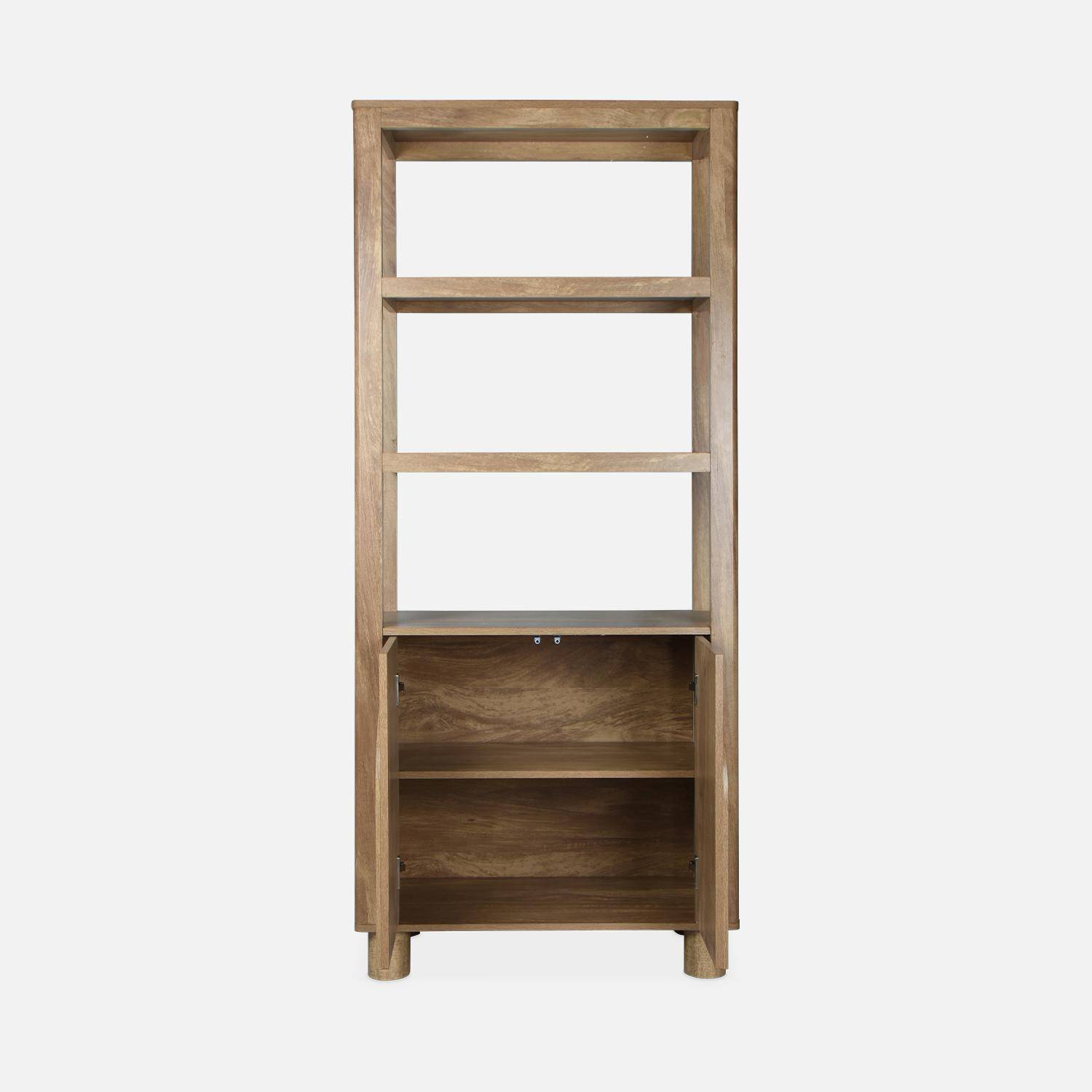 Exotische boekenkast met massief effect, 6 niveaus (4 legplanken) en 2 deuren Photo3