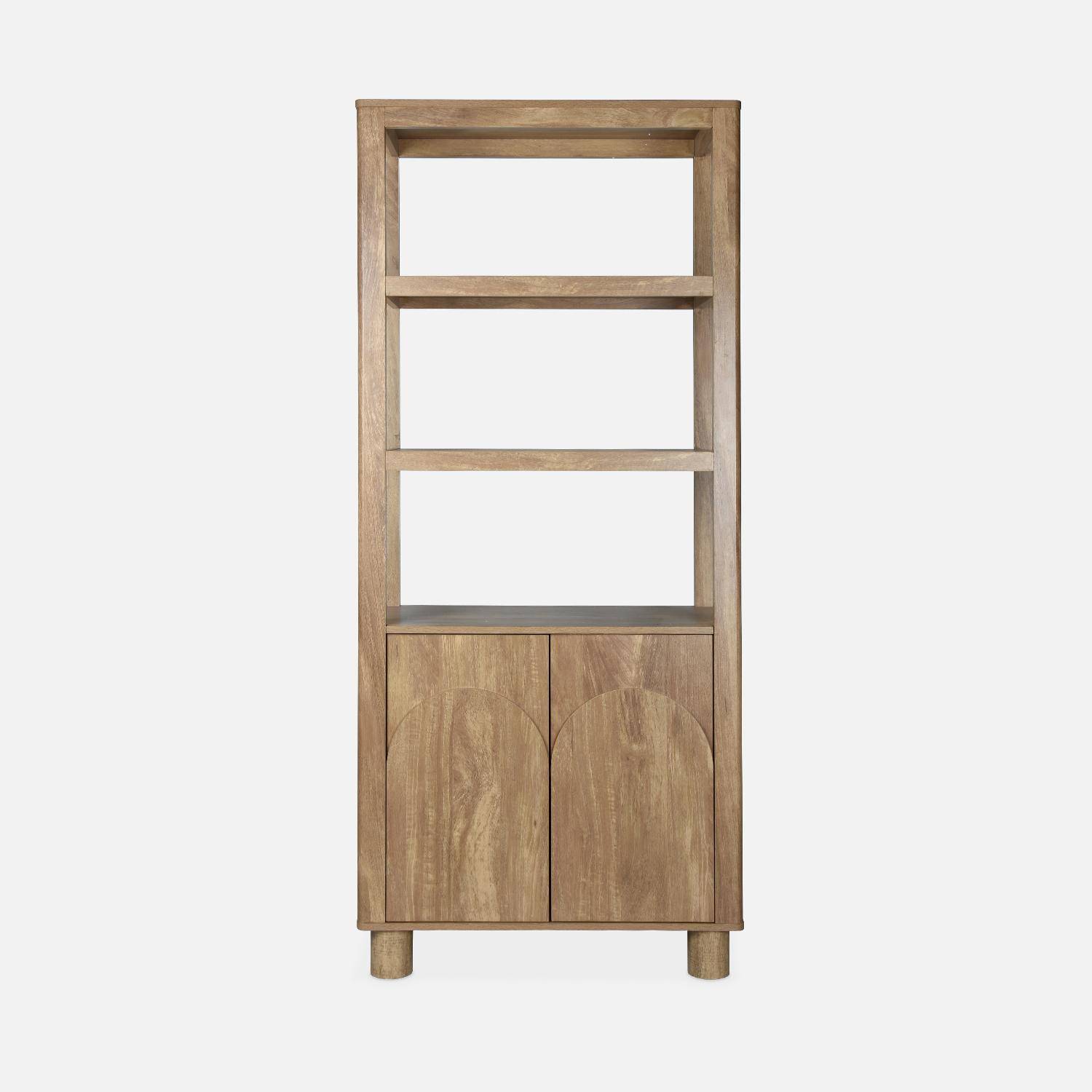 Exotische boekenkast met massief effect, 6 niveaus (4 legplanken) en 2 deuren,sweeek,Photo2