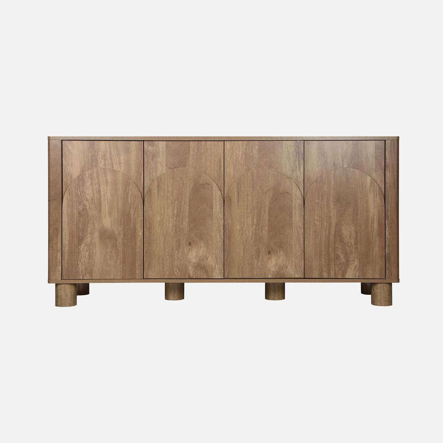 Buffet exotique bois MDF 4 portes, 2 espaces de rangement et 2 tiroirs intérieurs, L 150 cm Photo2