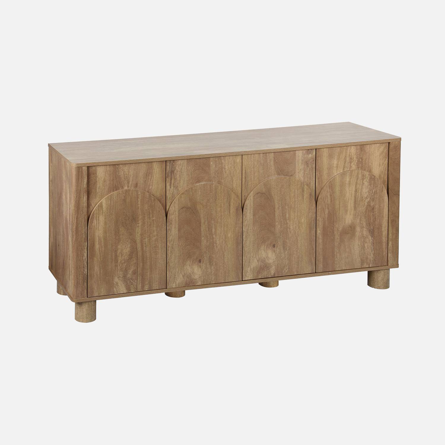 Buffet exotique bois MDF 4 portes, 2 espaces de rangement et 2 tiroirs intérieurs, L 150 cm Photo1