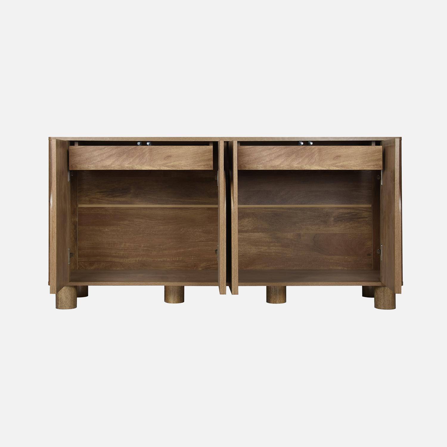 Buffet exotique bois MDF 4 portes, 2 espaces de rangement et 2 tiroirs intérieurs, L 150 cm Photo3