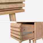 Lot de deux tables de chevet style scandinave décor bois avec tiroir rainuré et pieds compas Photo3