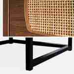 Nachttisch mit Holzdekor und Rohrgeflecht mit schwarzen Metallbeinen und Griffen - Retro Photo6