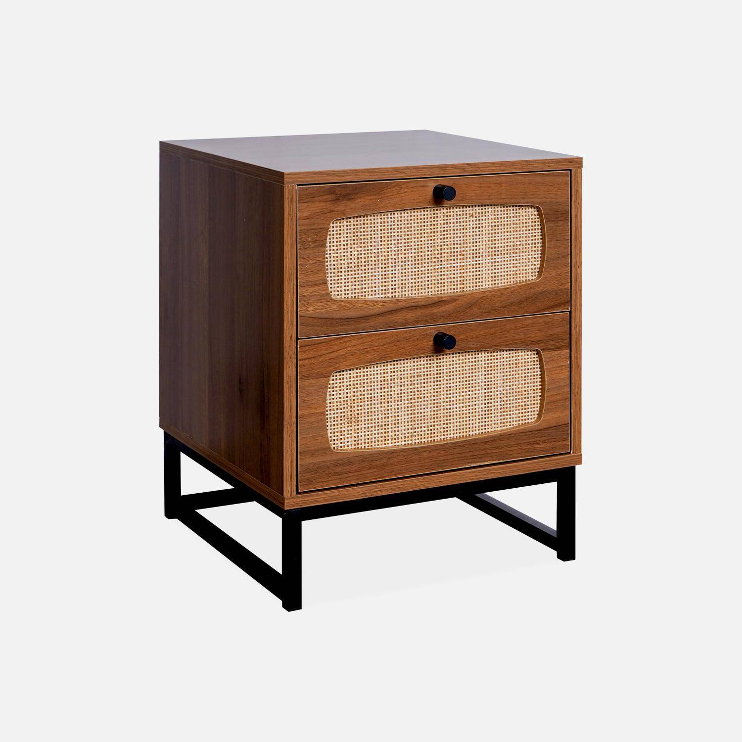 Wood and cane bedside table Natural
