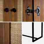 Retro Geschirrschrank mit dunklem Holzdekor und Rohrgeflecht 2 Türen mit schwarzen Metallbeinen - 165 cm - Retro Photo4