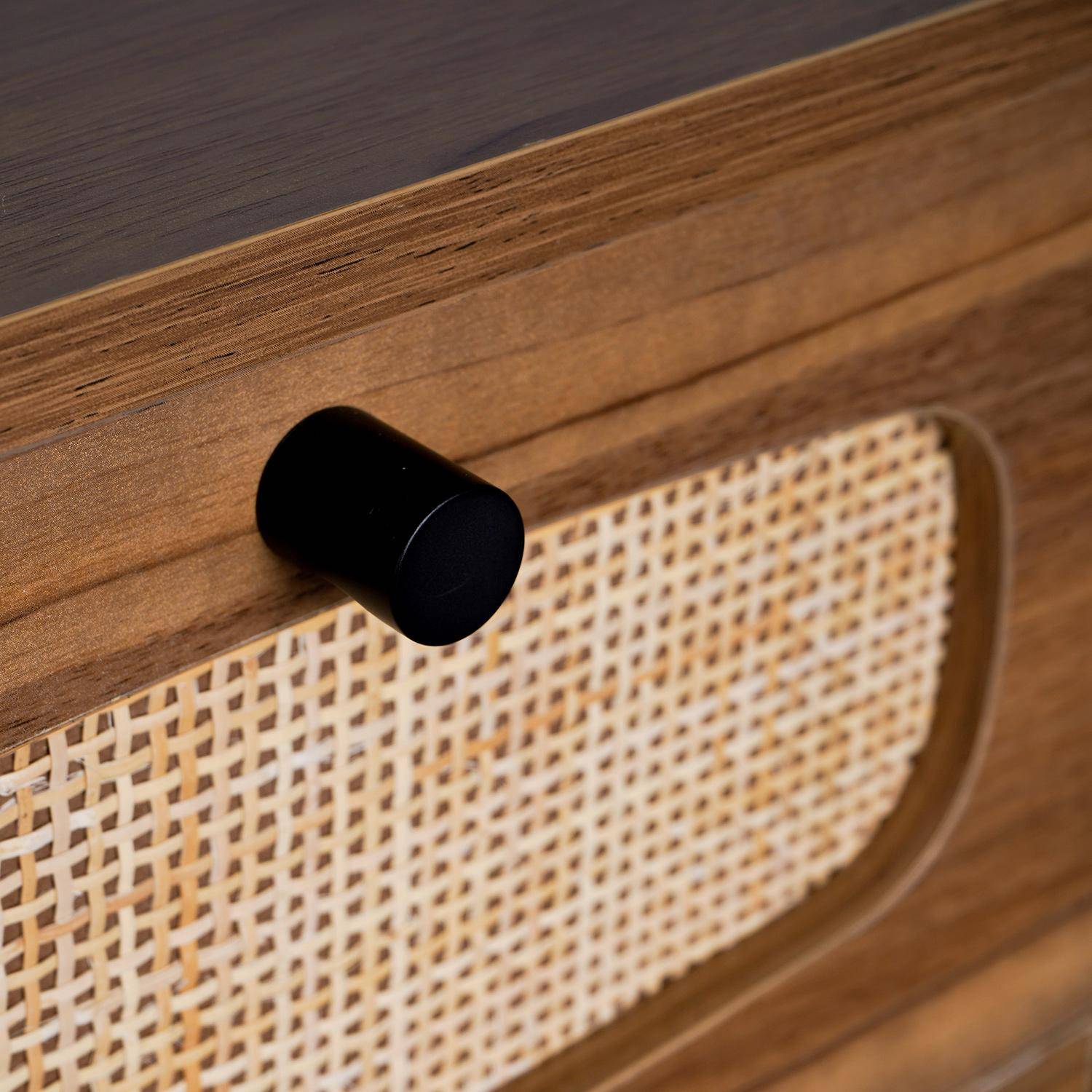 Wood and cane desk, Retro, Natural, 55x110x76 cm Photo6