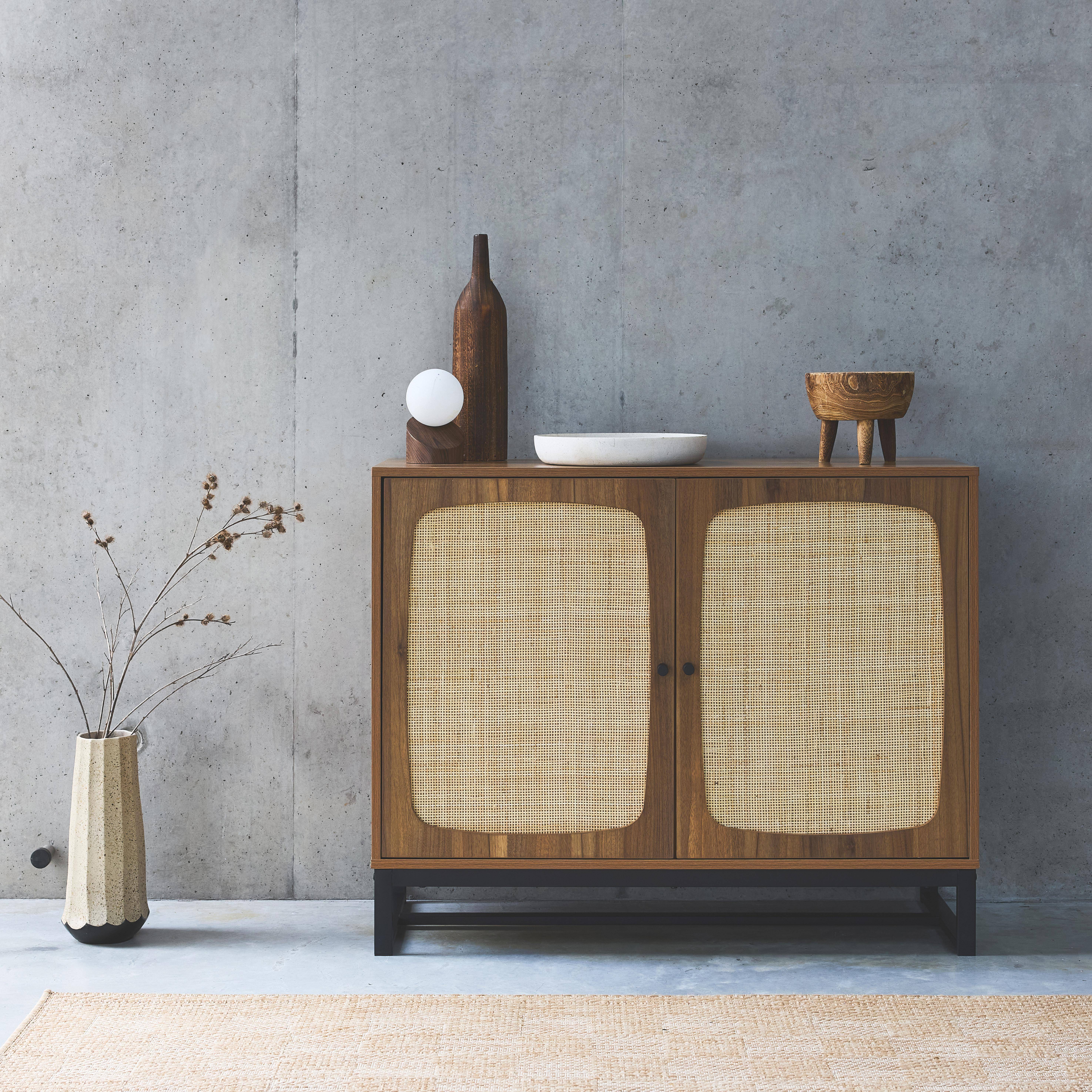 Buffet/ meuble TV métal et effet bois 140 cm
