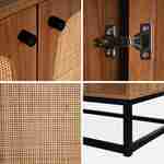Buffet in wood and rounded cane décor, black metal legs and handles - 3 doors 160cm Photo4