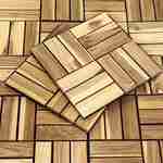 Pack of 10 acacia wood decking tiles 30x30cm, square pattern, clip-on Photo5