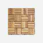 Pack of 10 acacia wood decking tiles 30x30cm, square pattern, clip-on Photo4