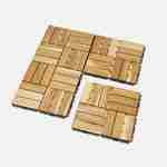 Pack of 10 acacia wood decking tiles 30x30cm, square pattern, clip-on Photo3