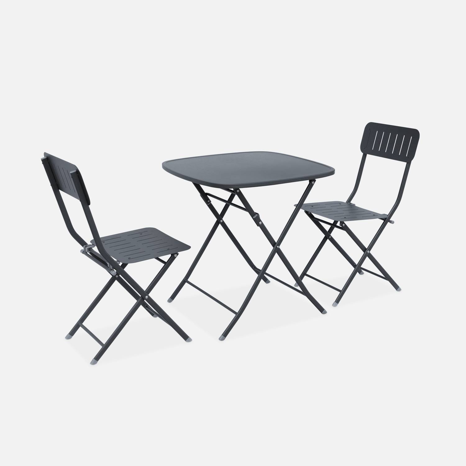 Garden table and 2 folding chairs anthracite l sweeek