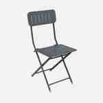 Inklapbare antracietkleurige bistrotafel met 2 inklapbare stoelen van stevig gegalvaniseerd staal Photo5