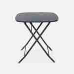 Klappbarer Gartentisch vom Typ Bistro anthrazit mit 2 klappbaren Stühlen aus robustem verzinktem Stahl - Marina Photo4