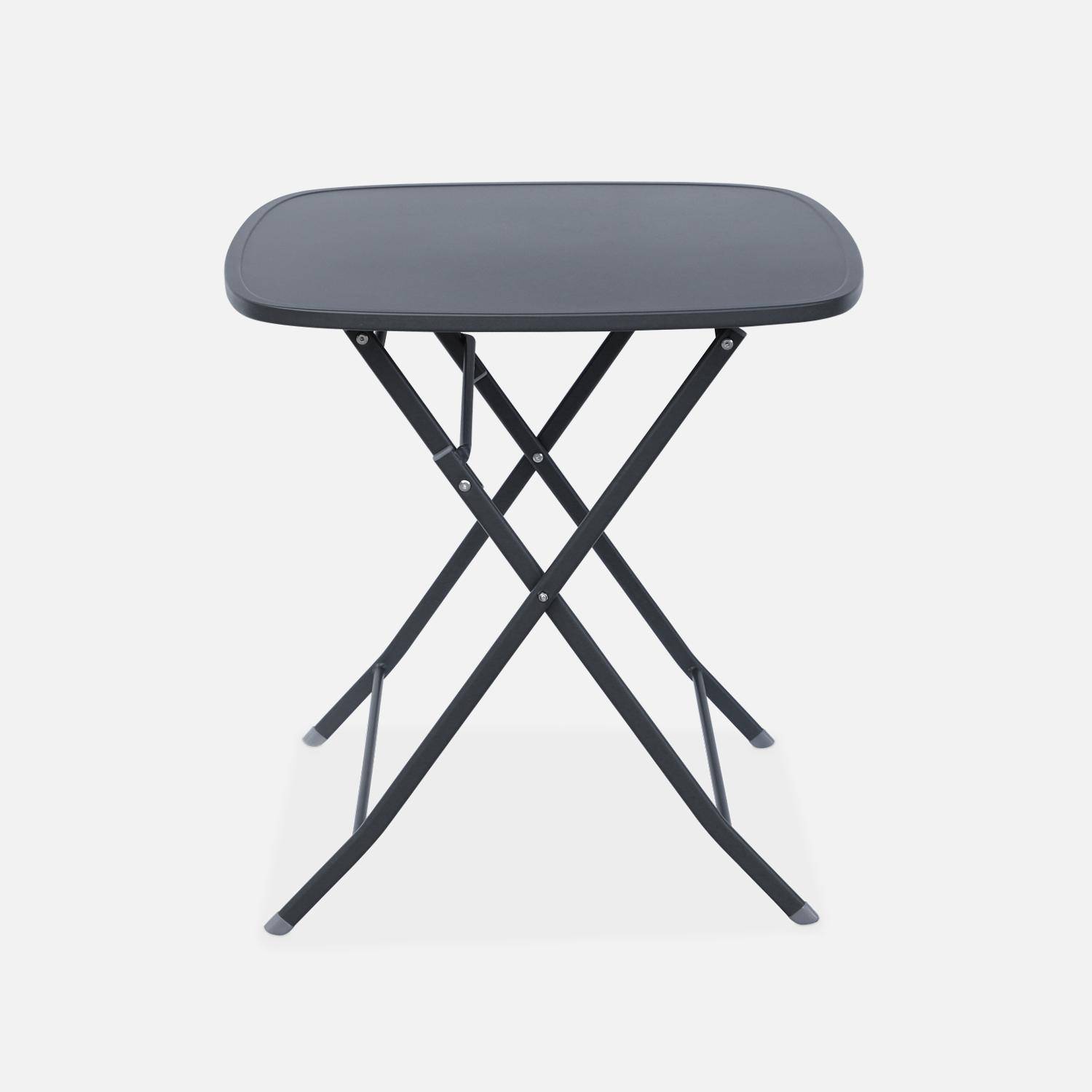 Inklapbare antracietkleurige bistrotafel met 2 inklapbare stoelen van stevig gegalvaniseerd staal Photo4