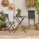 Folding bistro-style garden table in anthracite with 2 folding chairs in sturdy galvanised steel Photo2