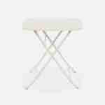 Off-white folding bistro-style garden table with 2 folding chairs in sturdy galvanised steel Photo2