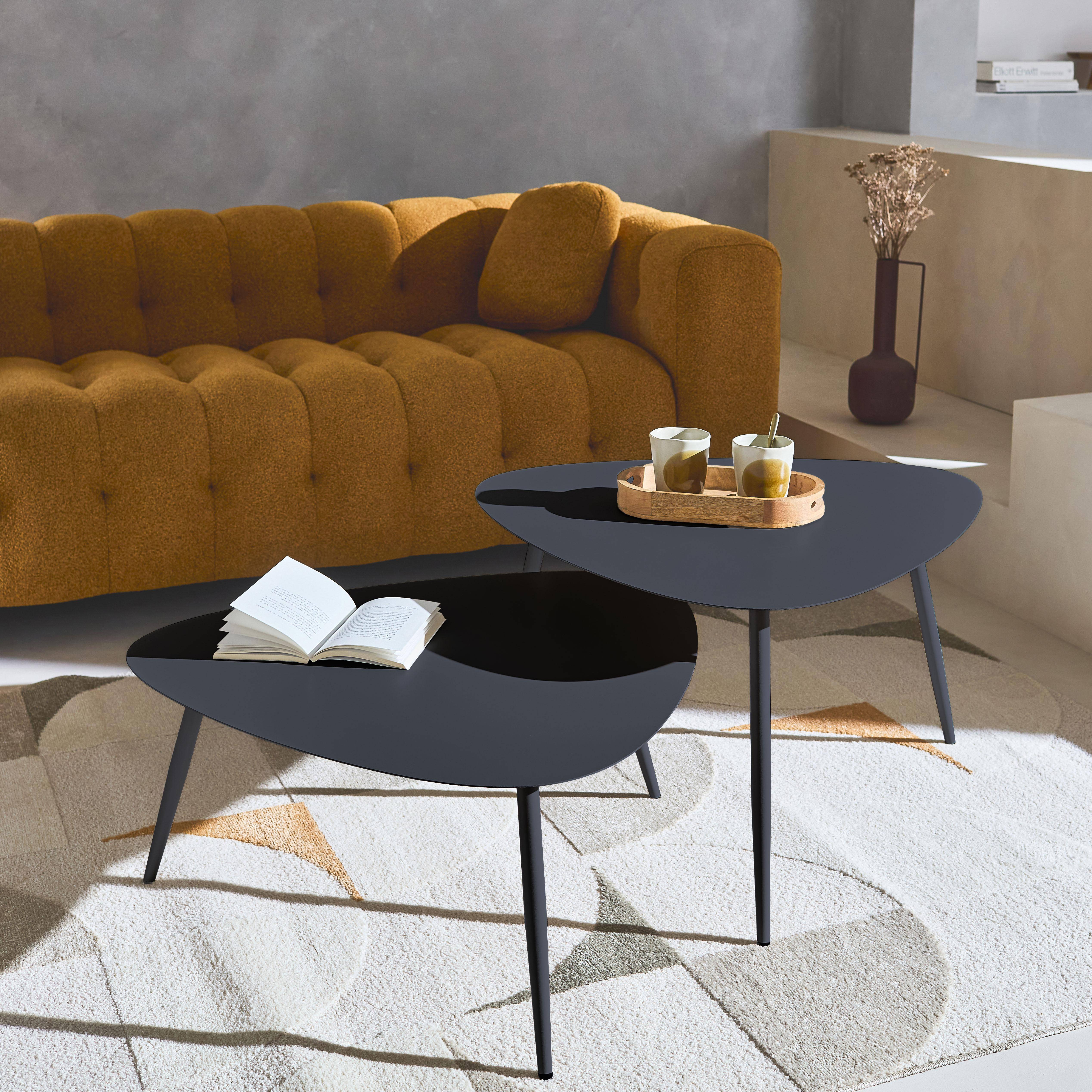 Tables basses gigognes de jardin en acier terracotta Lumpa | Maisons du