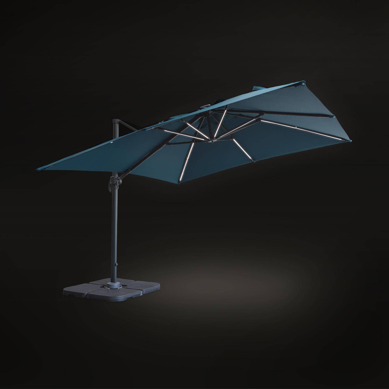 3x3m, Luce, eend blauwe LED parasol op zonne-energie met geïntegreerd licht + hoes,sweeek,Photo4