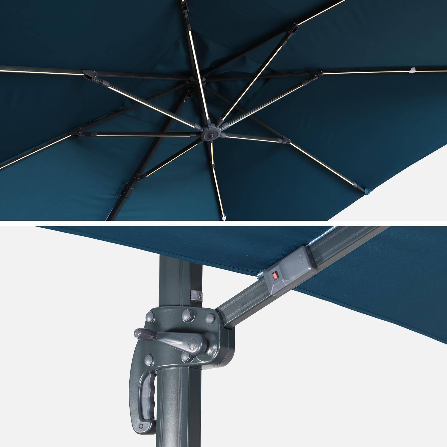 3x3m, Luce, eend blauwe LED parasol op zonne-energie met geïntegreerd licht + hoes,sweeek,Photo6