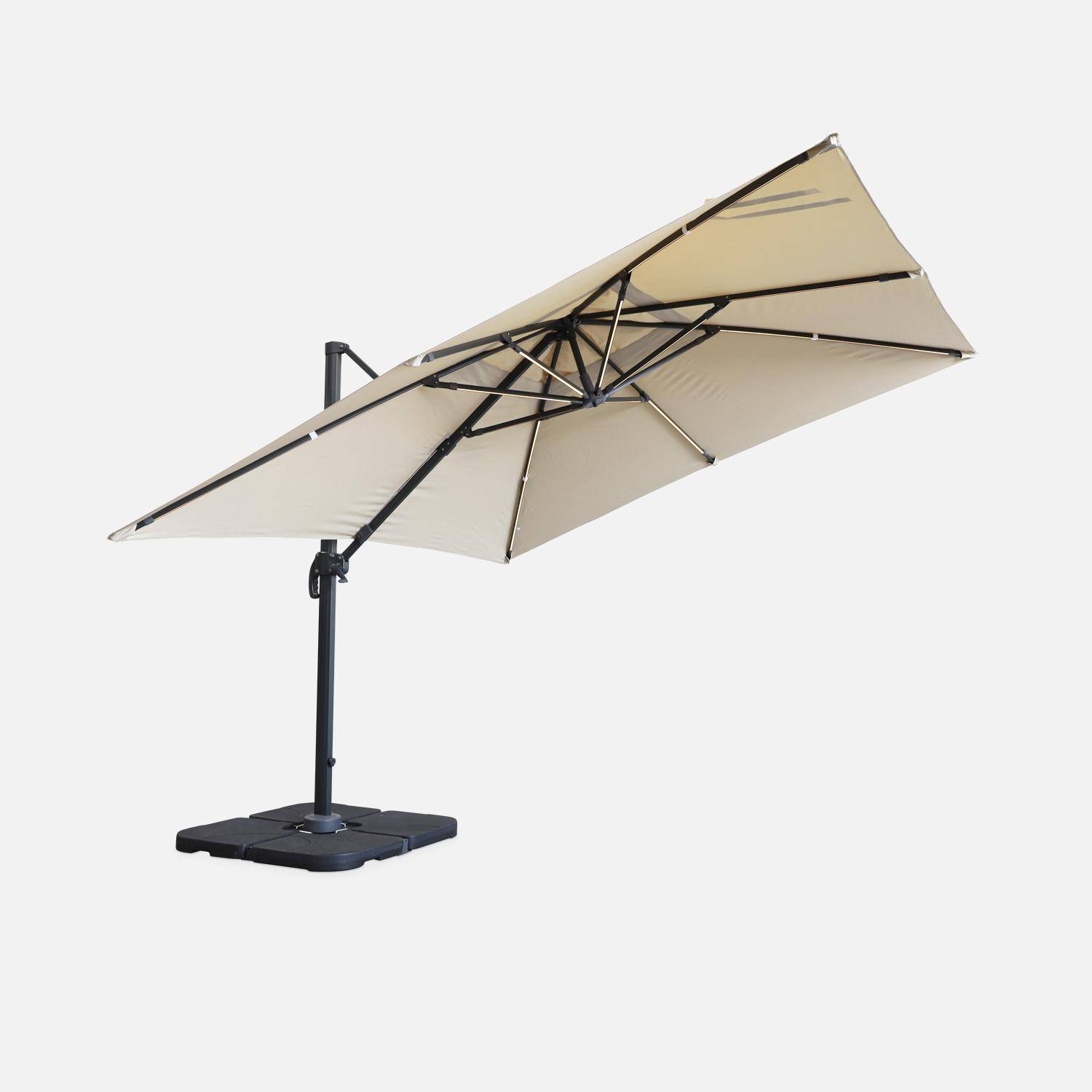 3x3m, Luce, beige LED parasol op zonne-energie met geïntegreerd licht + hoes Photo3