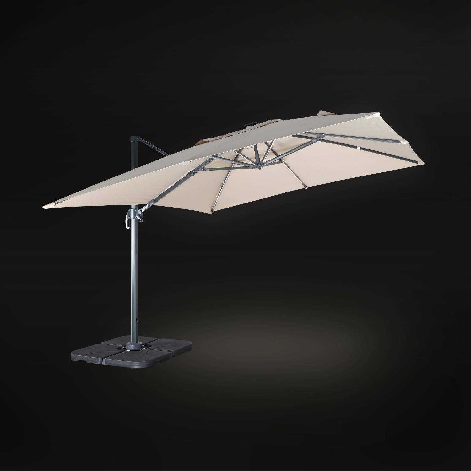 Parasol déporté solaire LED 3x3m Luce beige avec lumière intégrée + housse  Photo4