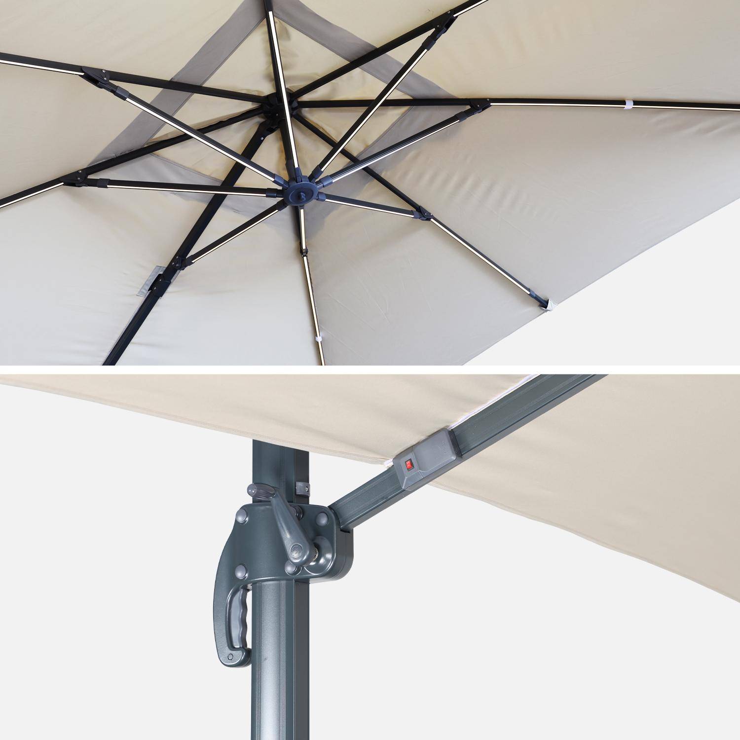 3x3m, Luce, beige LED parasol op zonne-energie met geïntegreerd licht + hoes,sweeek,Photo6