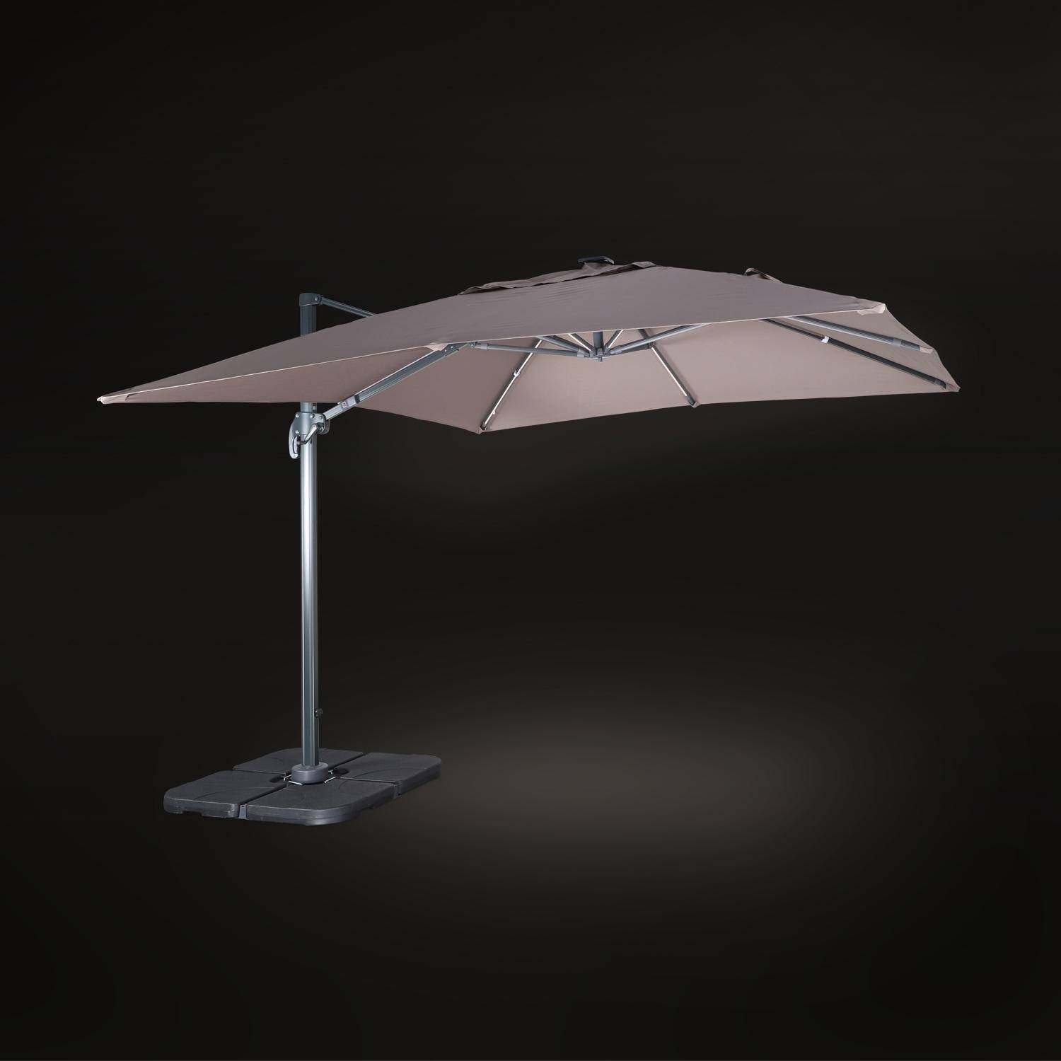 3x3m, Luce, taupe LED parasol op zonne-energie met geïntegreerd licht + hoes Photo4