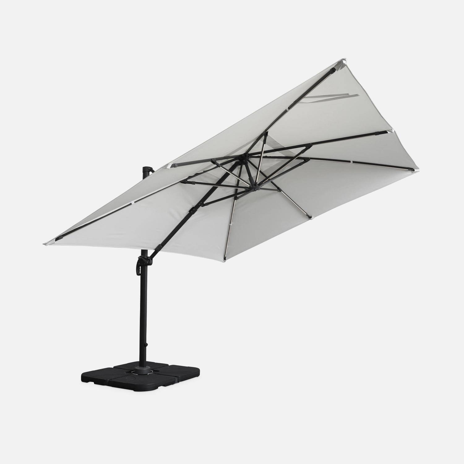 3x3m, Luce, ecru LED parasol op zonne-energie met geïntegreerd licht + hoes Photo3