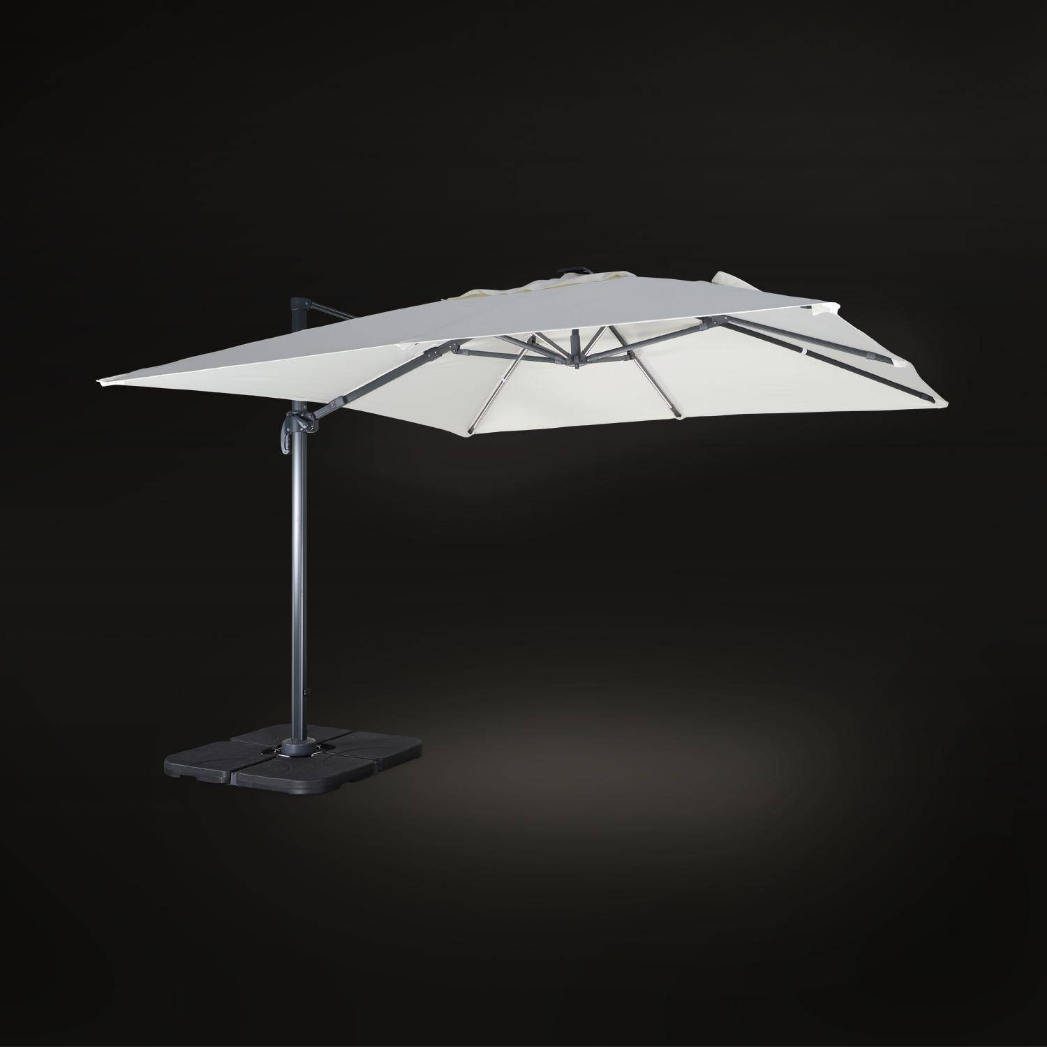 3x3m, Luce, ecru LED parasol op zonne-energie met geïntegreerd licht + hoes Photo4