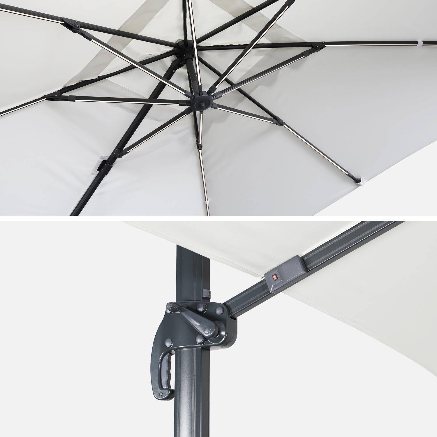 3x3m, Luce, ecru LED parasol op zonne-energie met geïntegreerd licht + hoes Photo6