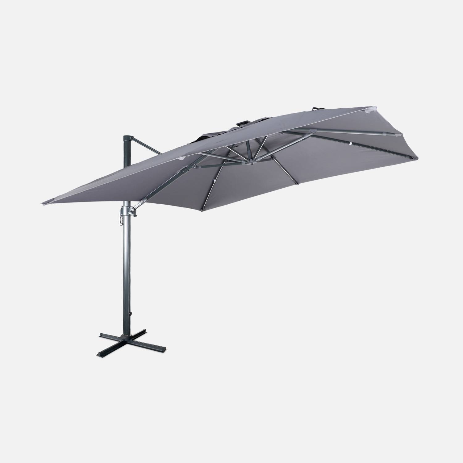 Grijze LED parasol op zonne-energie met hoes I sweeek