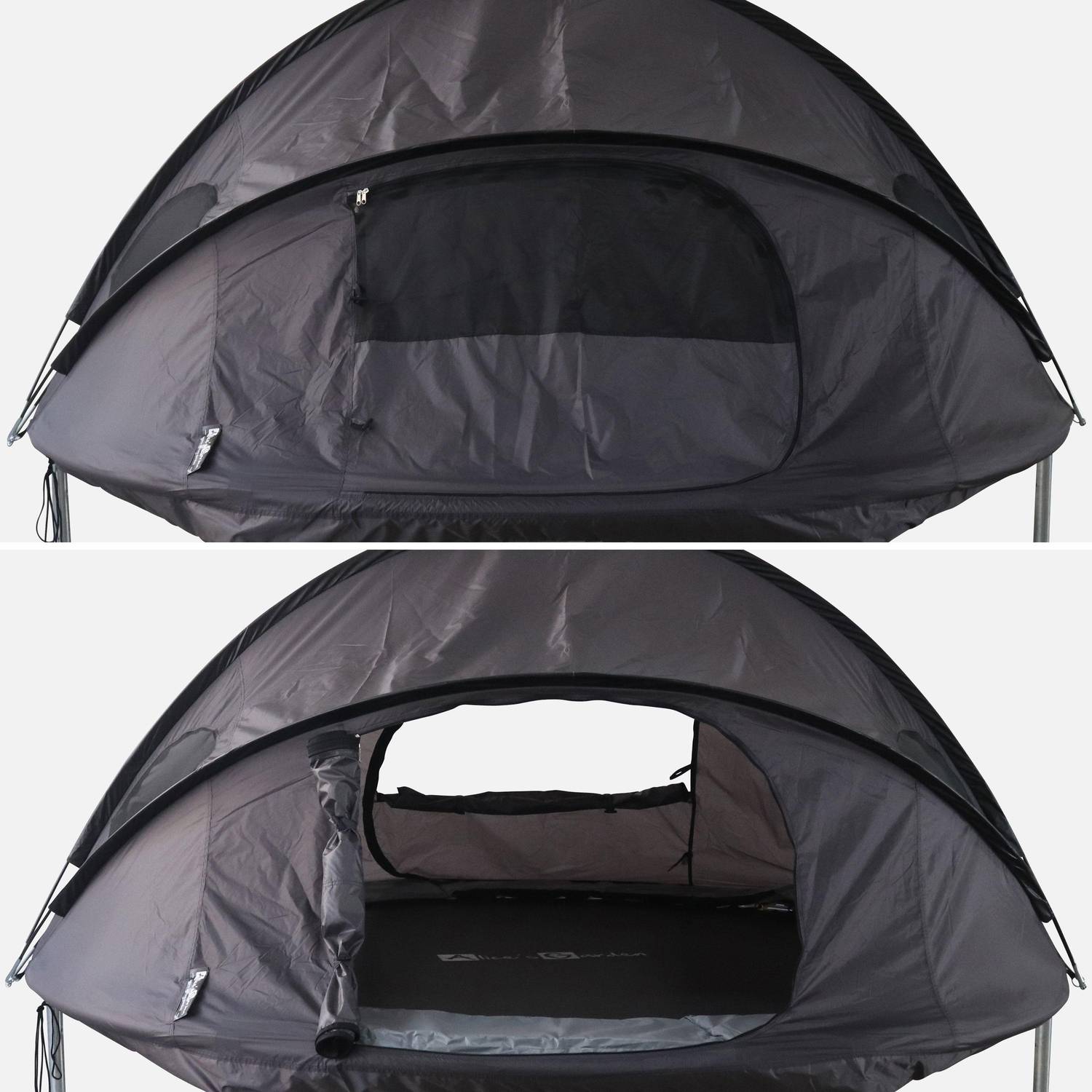 Trampoline 250cm bleu avec pack d'accessoires + Tente de camping avec sac de transport Photo5