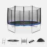 430cm blauwe trampoline met accessoires + kampeertent met draagtas Photo1