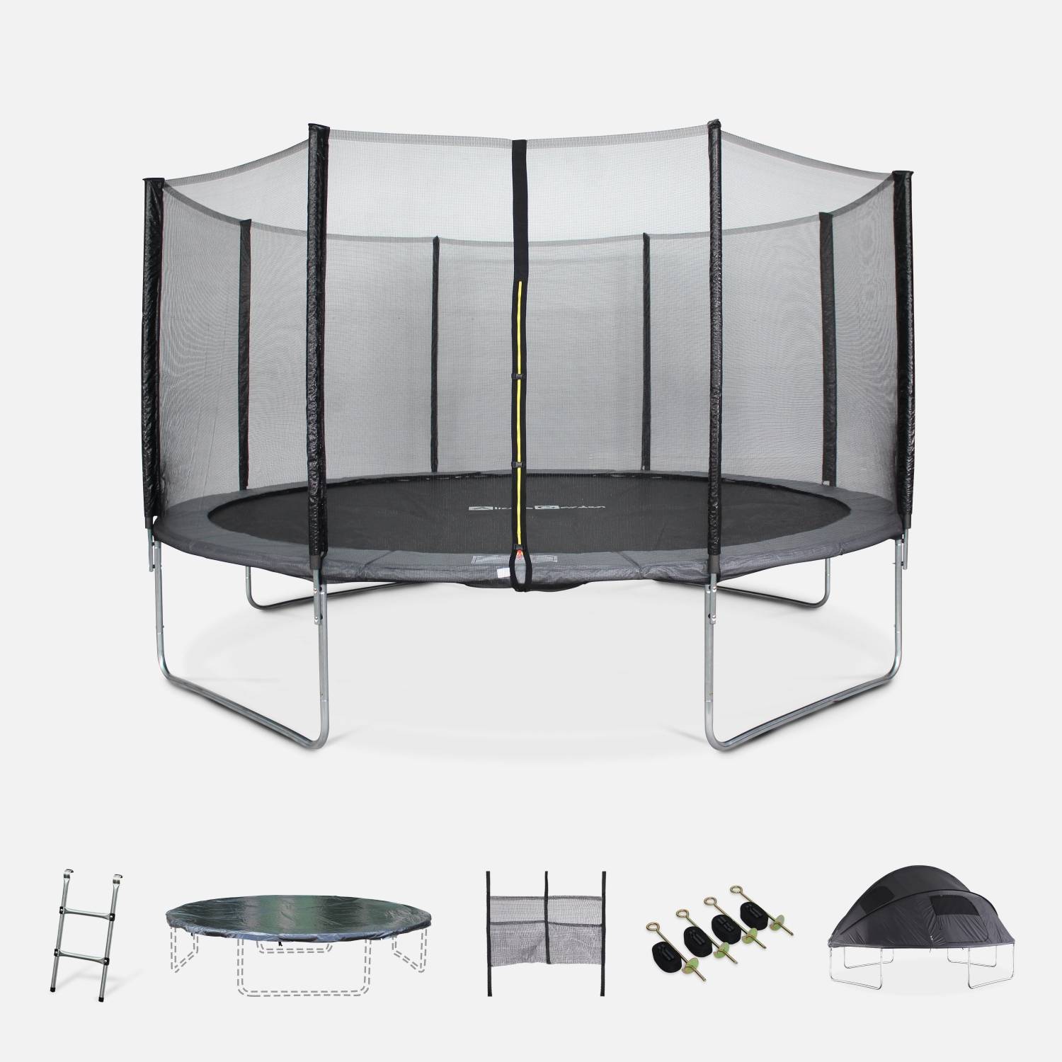 430cm grijze trampoline met accessoires I sweeek