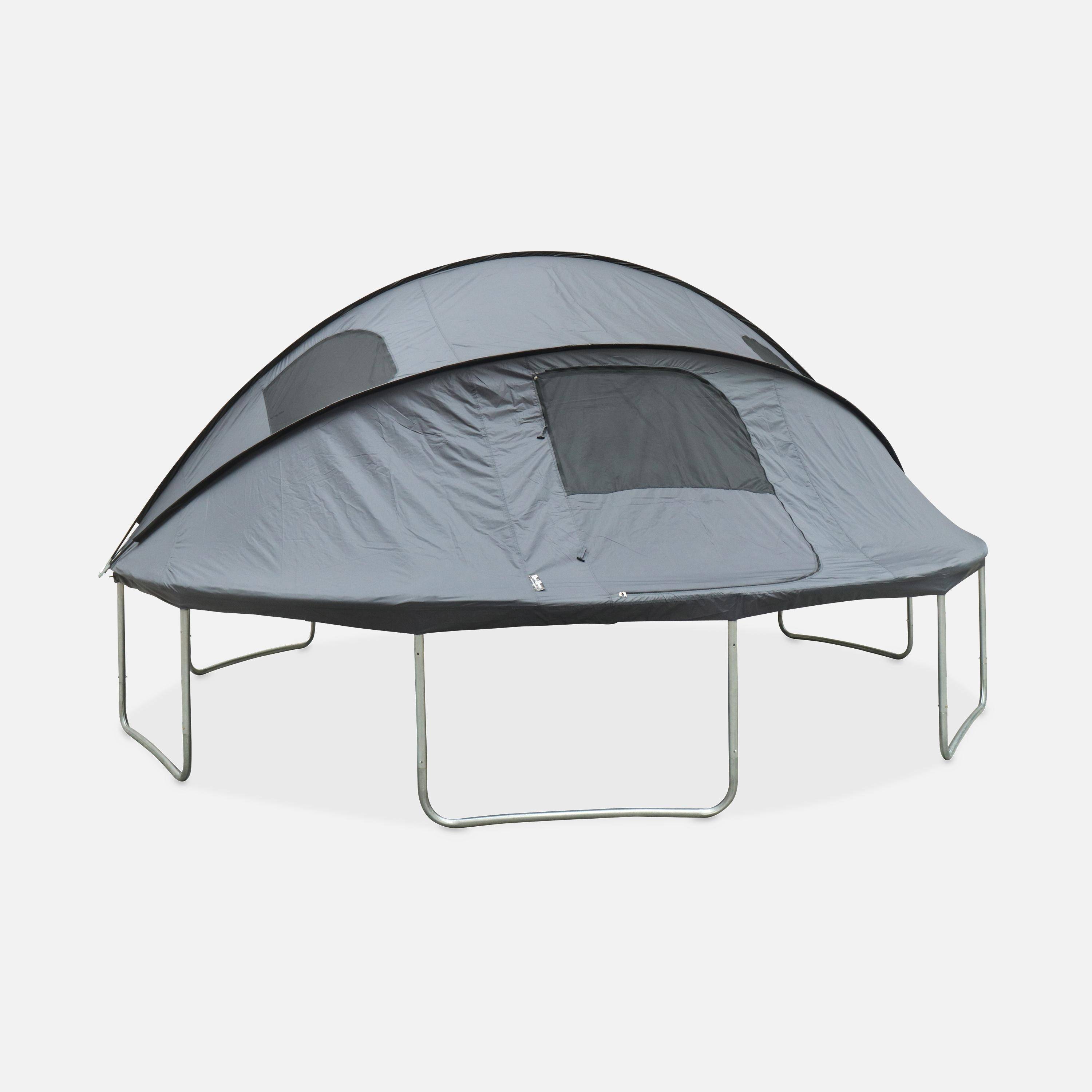 490cm grijze trampoline met accessoires + kampeertent,sweeek,Photo4