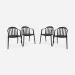 Lot de 4 fauteuils de jardin plastique noir, empilables  Photo1