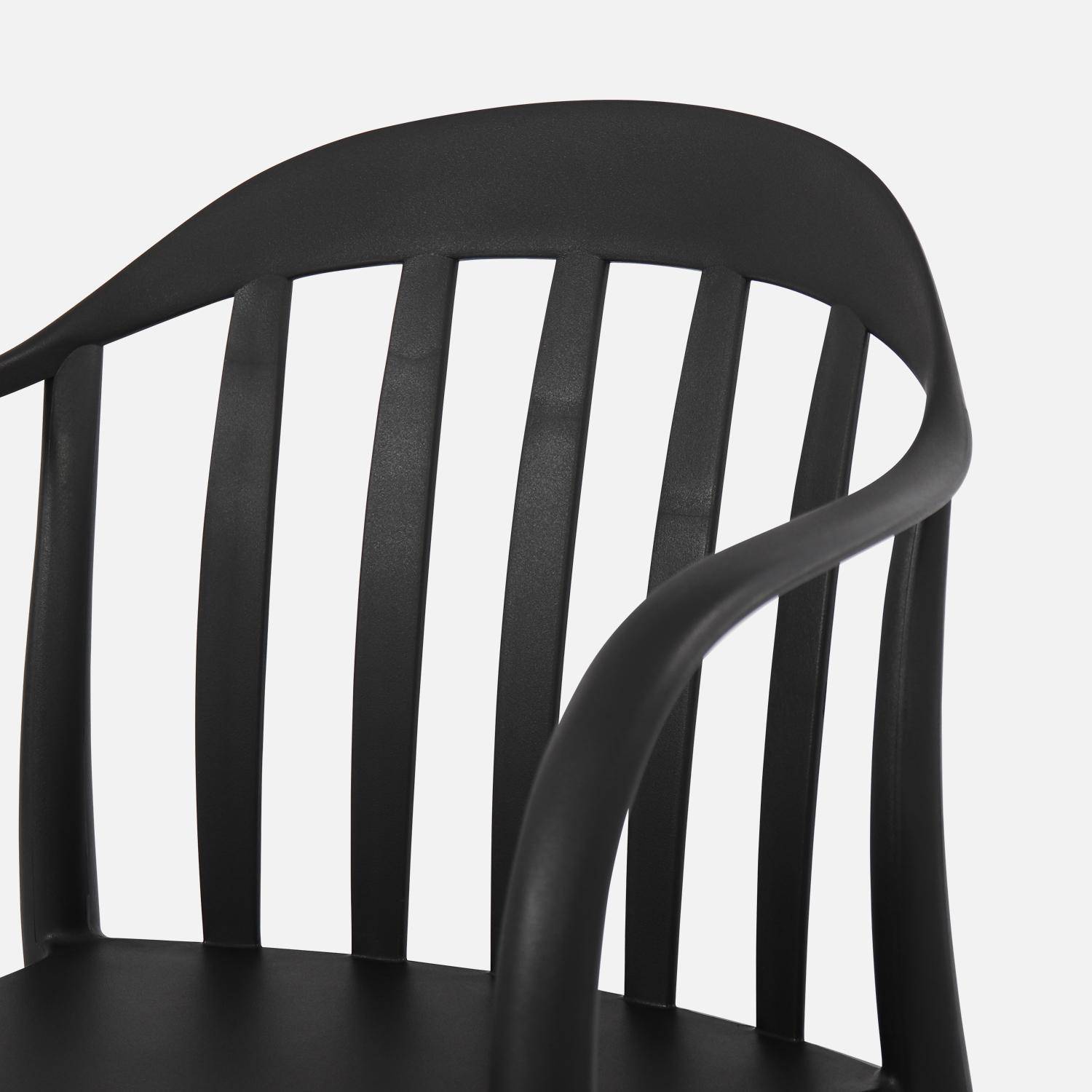 Lot de 4 fauteuils de jardin plastique noir, empilables  Photo4