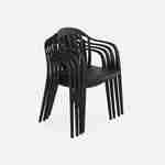 Lot de 4 fauteuils de jardin plastique noir, empilables  Photo3