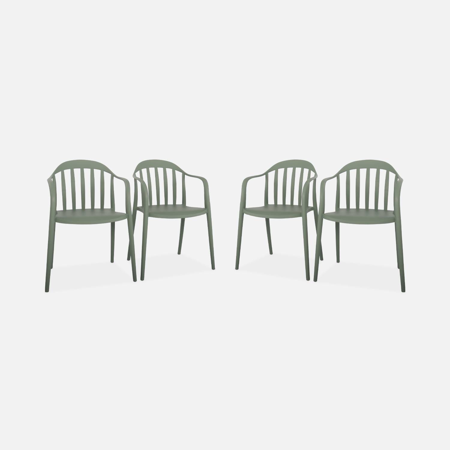 Lot de 4 fauteuils de jardin plastique vert de gris I sweeek 