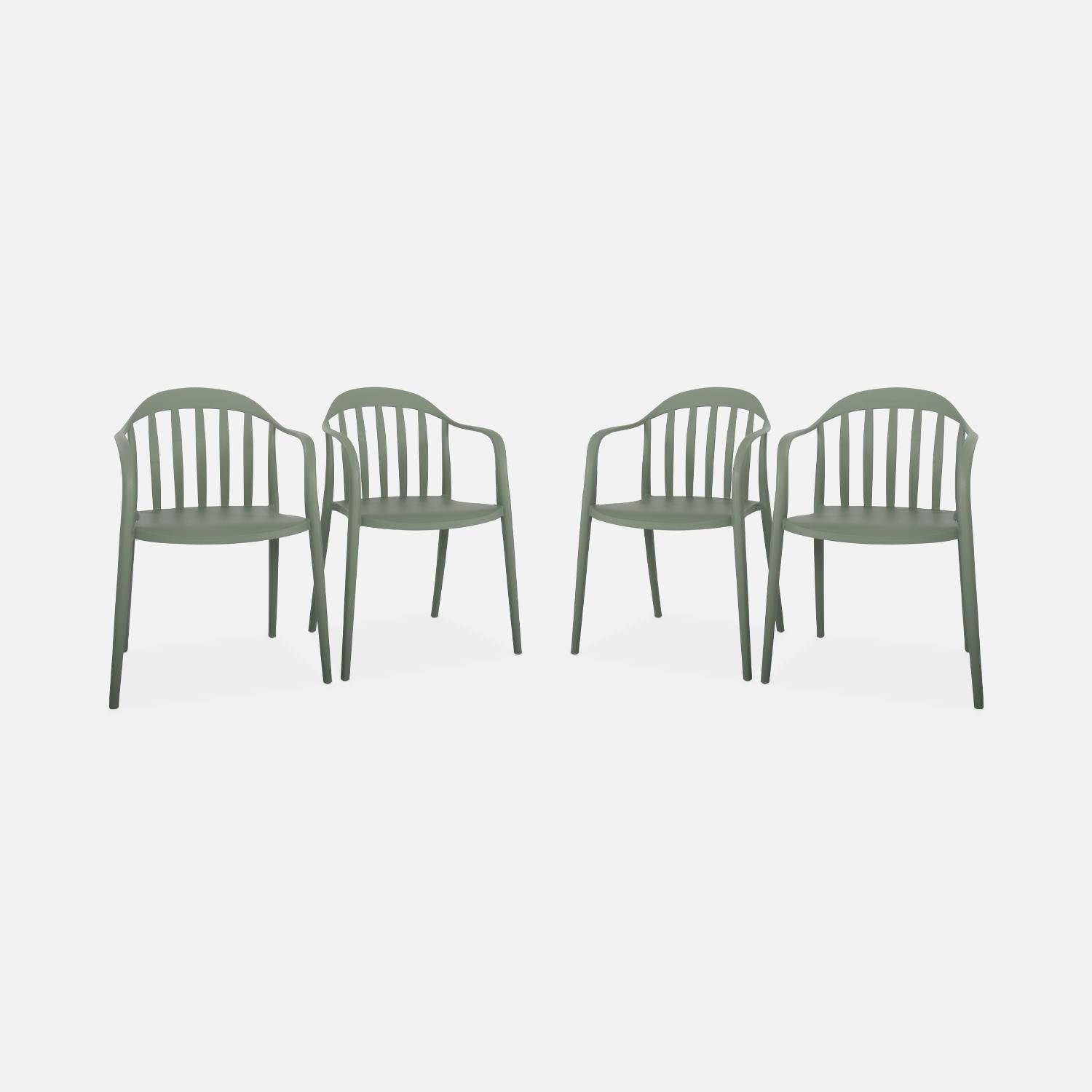 Lot de 4 fauteuils de jardin plastique vert de gris, empilables ,sweeek,Photo3