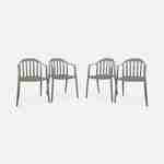 Lot de 4 fauteuils de jardin plastique vert de gris, empilables  Photo1