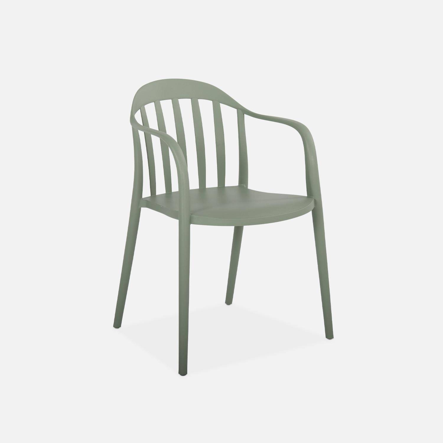 Lot de 4 fauteuils de jardin plastique vert de gris, empilables ,sweeek,Photo4