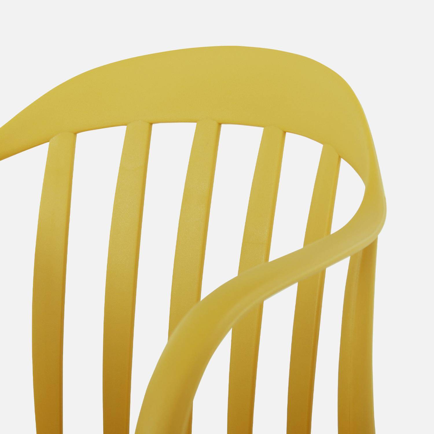 Lot de 4 fauteuils de jardin plastique moutarde, empilables ,sweeek,Photo4